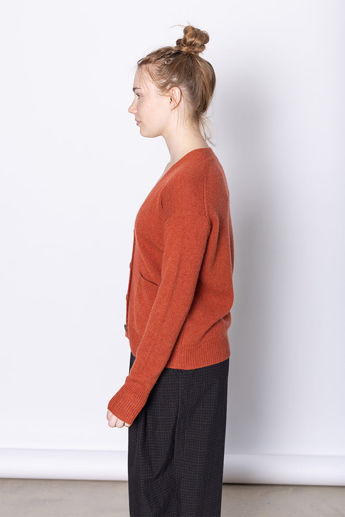 Ffion Wool Cashmere Boxy Cardigan - Terracotta