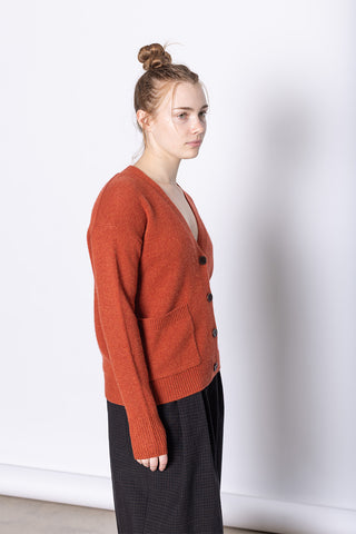 Ffion Wool Cashmere Boxy Cardigan - Terracotta