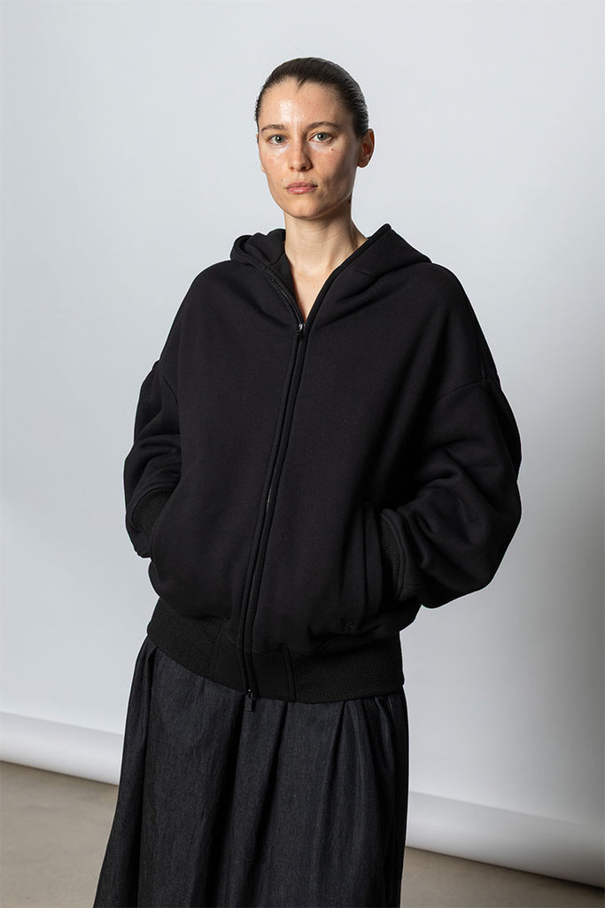 Fleece Collared Blouson Jacket - Black