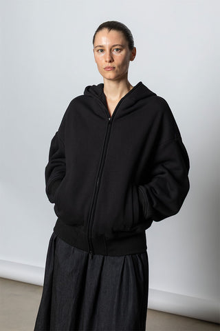 Fleece Collared Blouson Jacket - Black