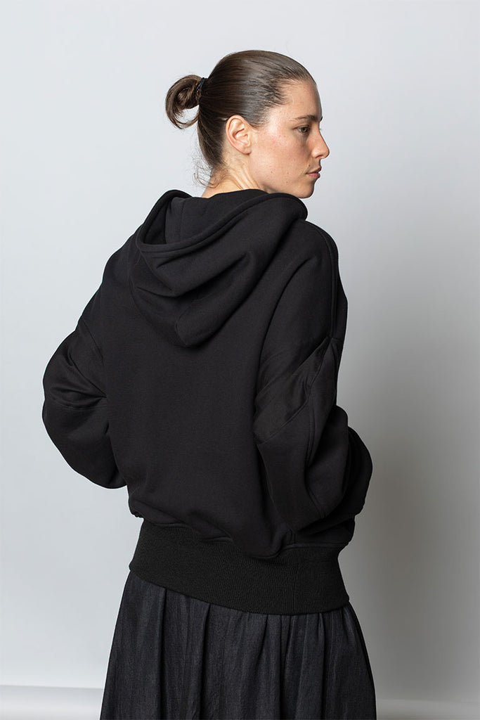 Fleece Collared Blouson Jacket - Black