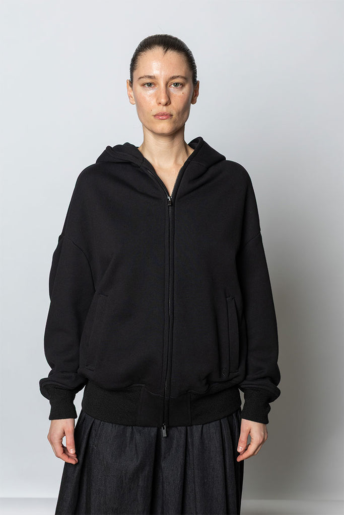 Fleece Collared Blouson Jacket - Black
