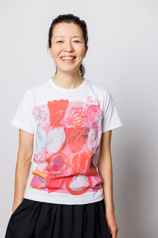 Floral Print Girl Logo T-Shirt - White/Red