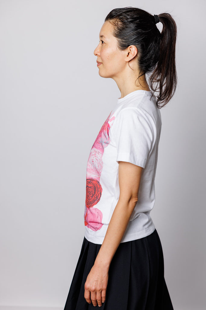 Floral Print Girl Logo T-Shirt - White/Red