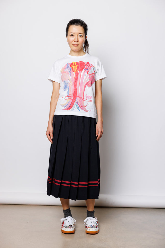 Flower Bunch Girl Logo Print T-Shirt - White/Red