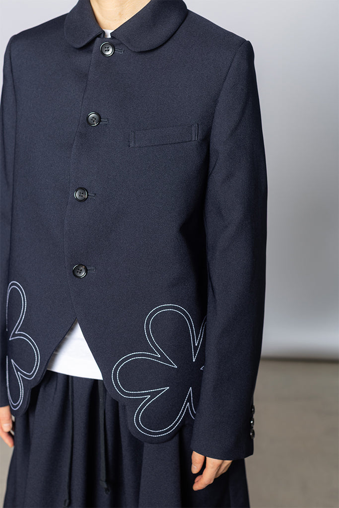 Flower Hem Jacket - Navy