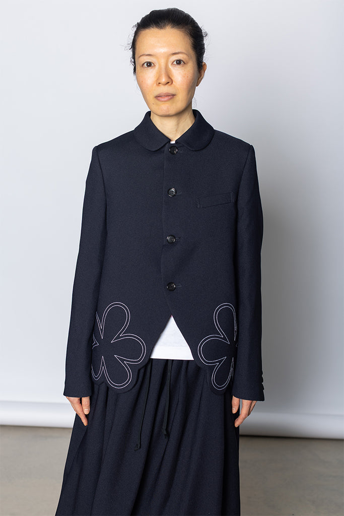 Flower Hem Jacket - Navy