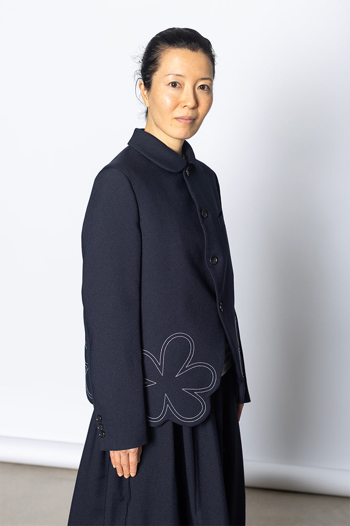 Flower Hem Jacket - Navy