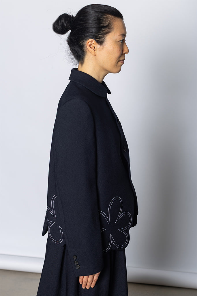 Flower Hem Jacket - Navy