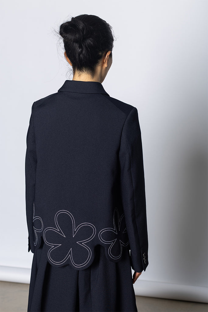 Flower Hem Jacket - Navy