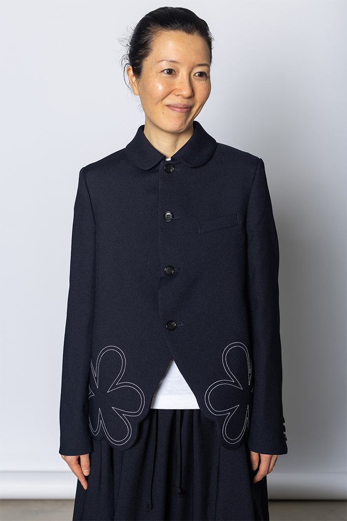 Flower Hem Jacket - Navy