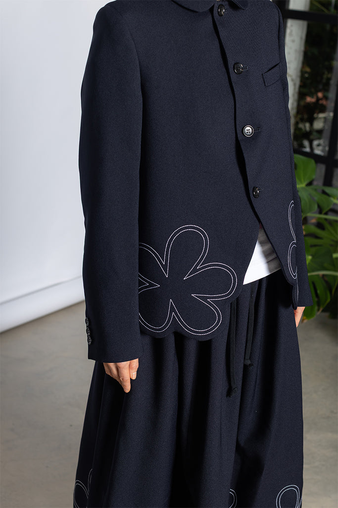 Flower Hem Jacket - Navy