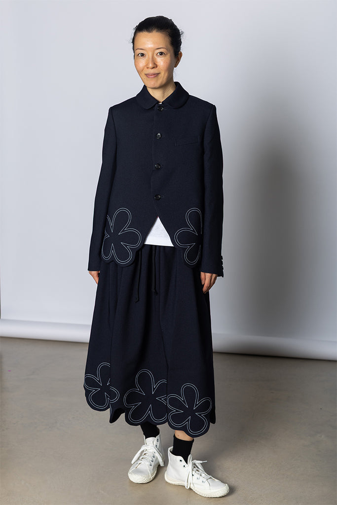 Flower Hem Jacket - Navy