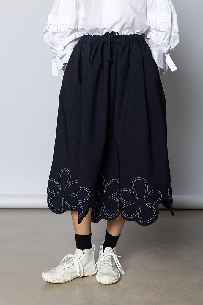 Flower Hem Skirt - Navy