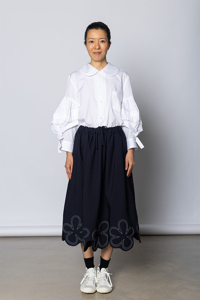 Flower Hem Skirt - Navy