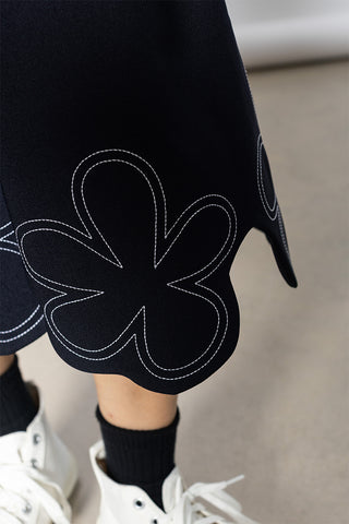 Flower Hem Skirt - Navy