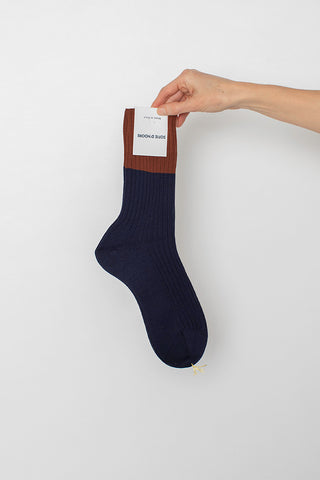 Four Crew Socks - Rust/Navy