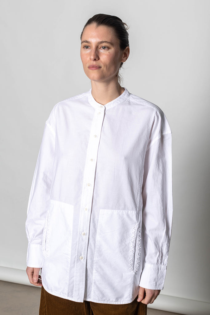 French Knot Cotton Shirt - Natural White