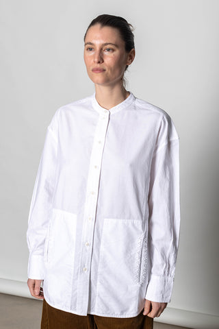 French Knot Cotton Shirt - Natural White