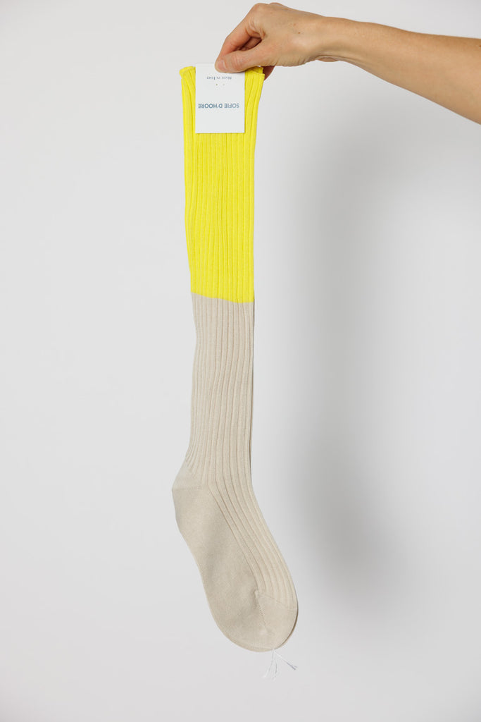 Friday Knee High Socks - Lemon/Chalk