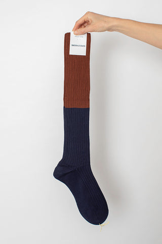 Friday Knee High Socks - Rust/Navy