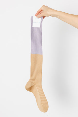 Friday Knee High Socks - Lilac/Nude