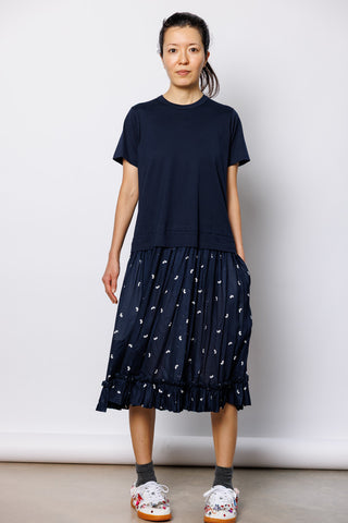 Frill Pocketed T-Shirt Dress - Navy