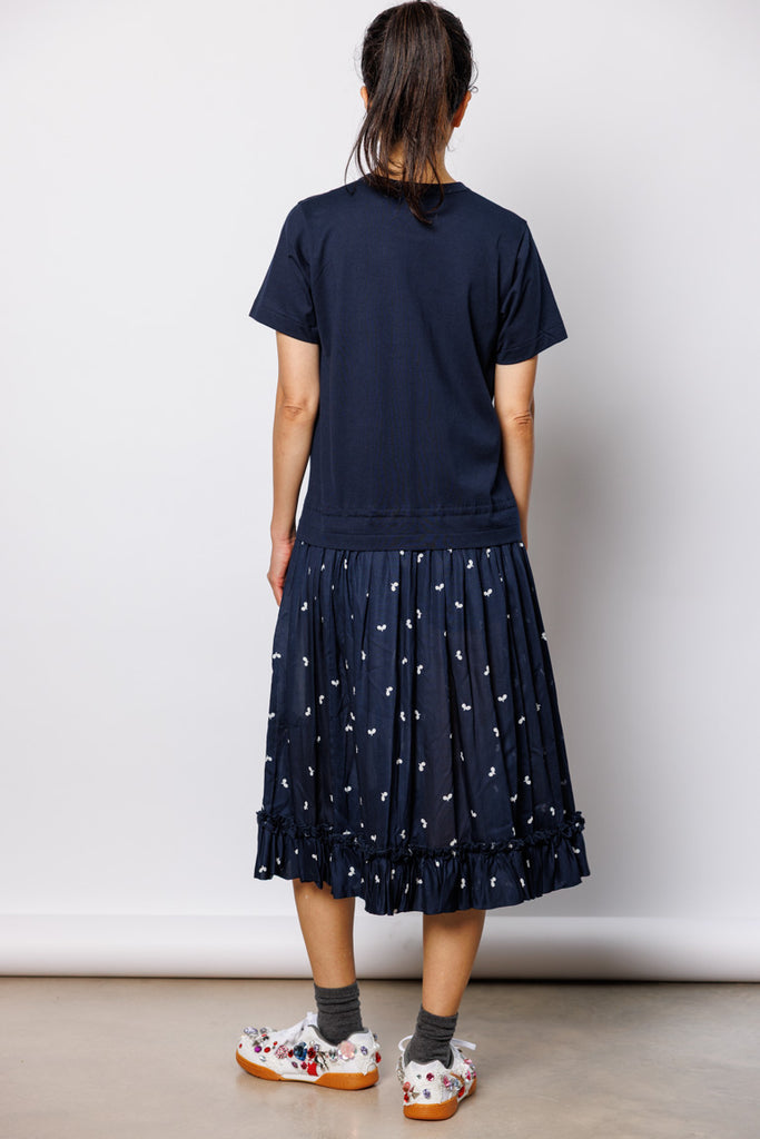 Frill Pocketed T-Shirt Dress - Navy