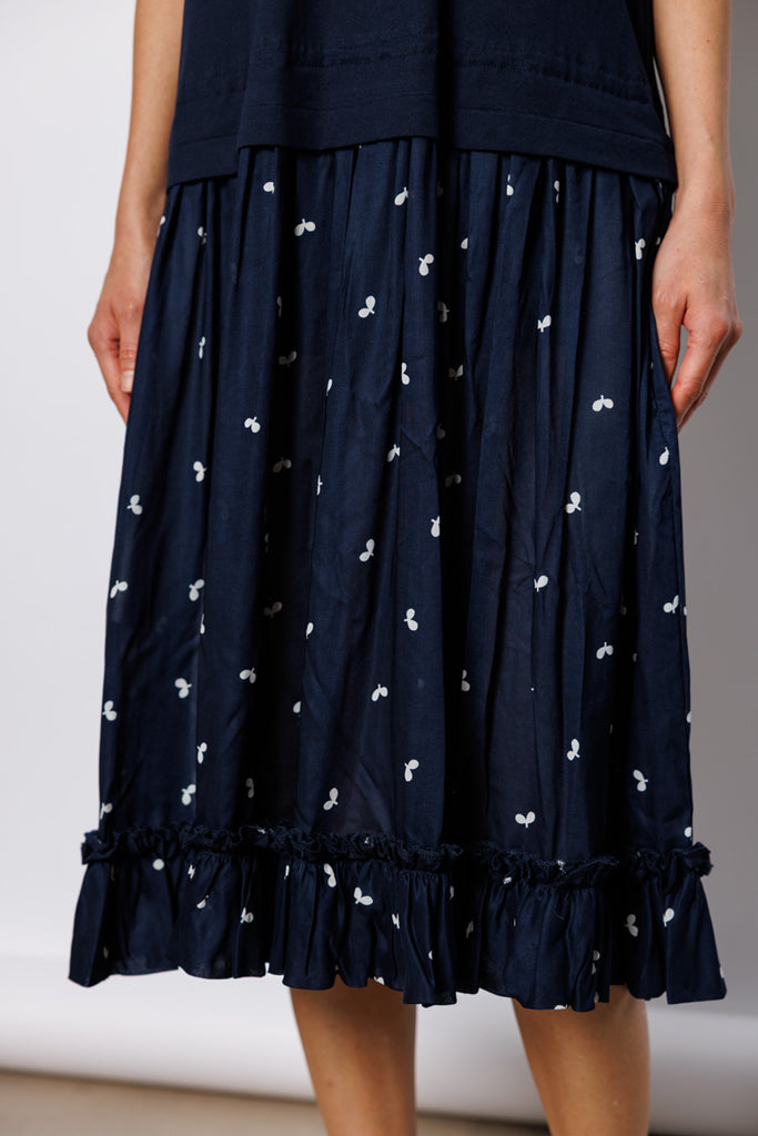 Frill Pocketed T-Shirt Dress - Navy