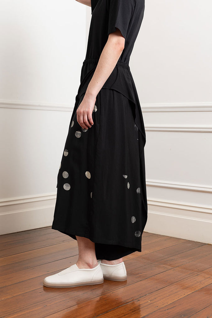 Front Tie Polka Dot Pant - Black