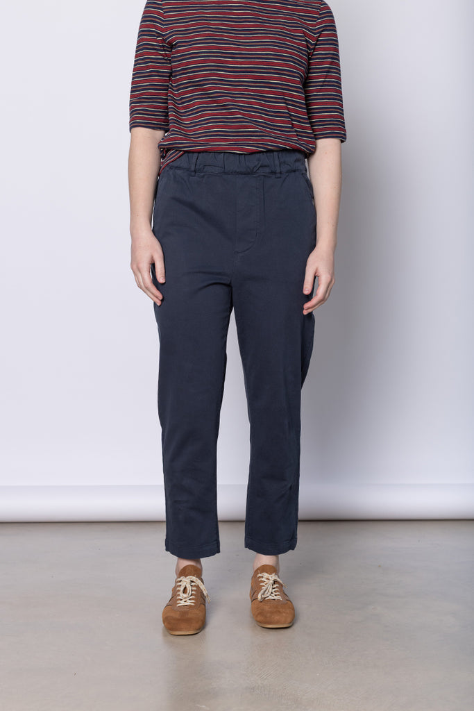Gabi Cotton Twill Pull On Trousers - Storm Blue