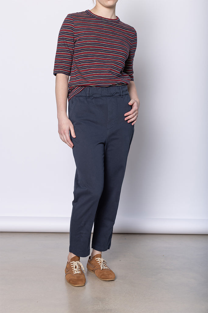 Gabi Cotton Twill Pull On Trousers - Storm Blue