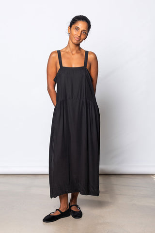 Garment Dyed French Slip Dress - Black
