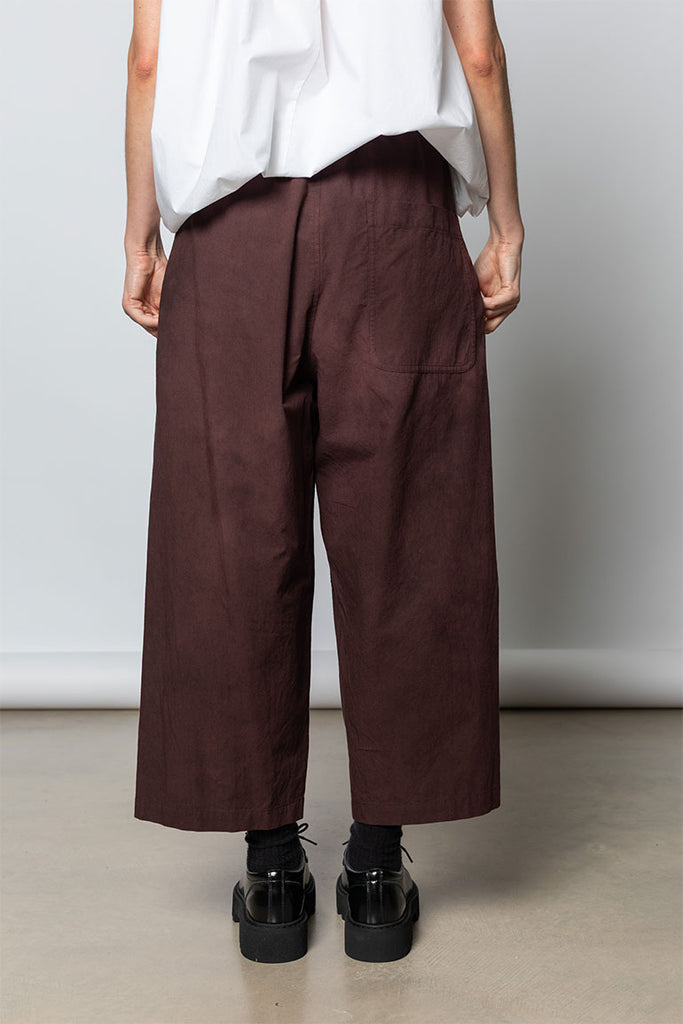 Garment Dyed Front Tuck Pants - Bordeaux