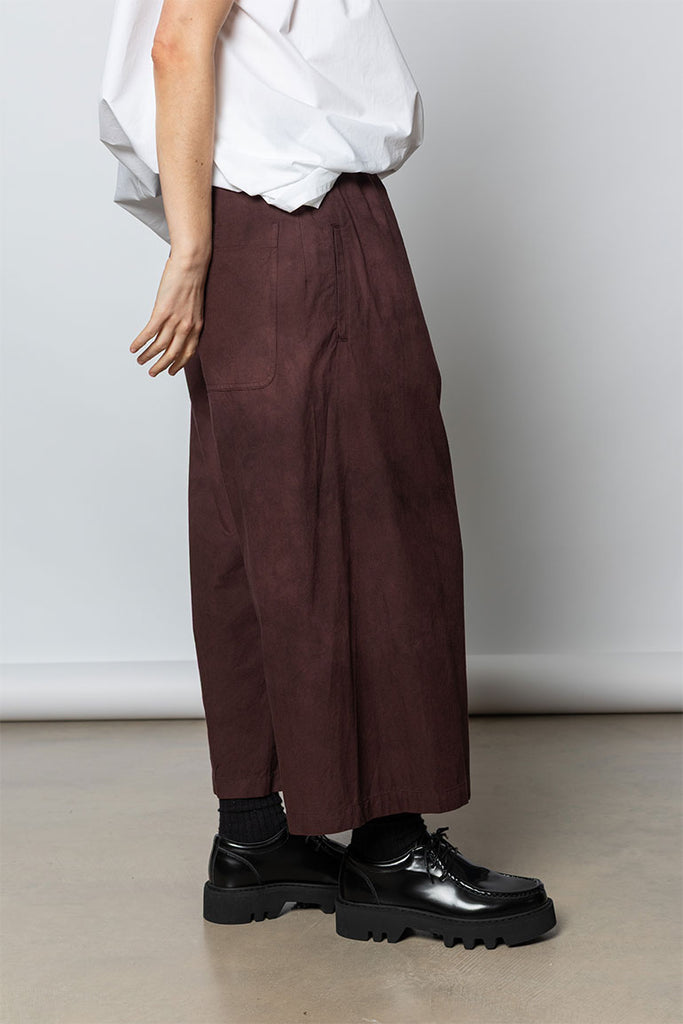 Garment Dyed Front Tuck Pants - Bordeaux