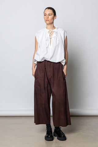 Garment Dyed Front Tuck Pants - Bordeaux