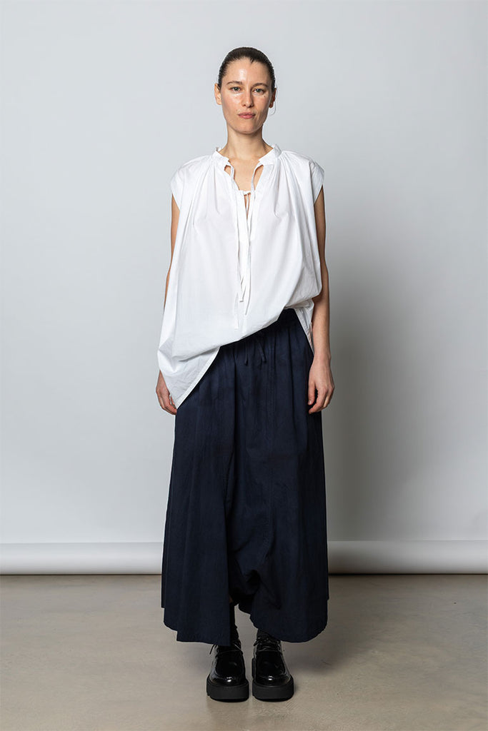 Garment Dyed Gathered Pants - Navy