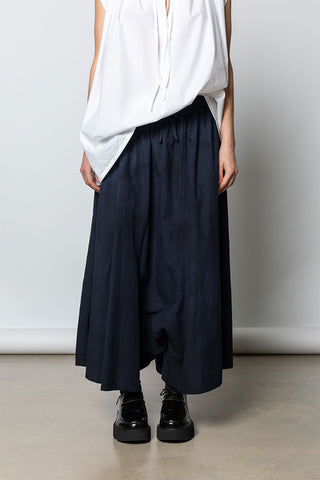 Garment Dyed Gathered Pants - Navy
