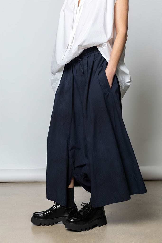 Garment Dyed Gathered Pants - Navy