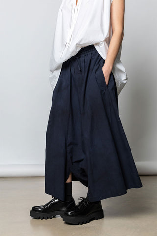 Garment Dyed Gathered Pants - Navy