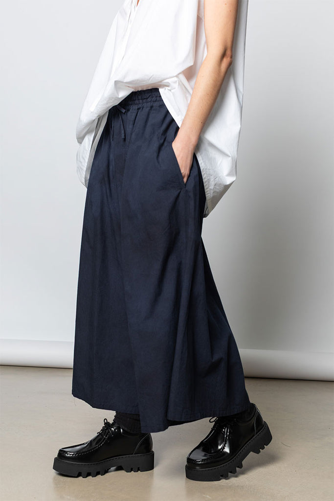 Garment Dyed Gathered Pants - Navy