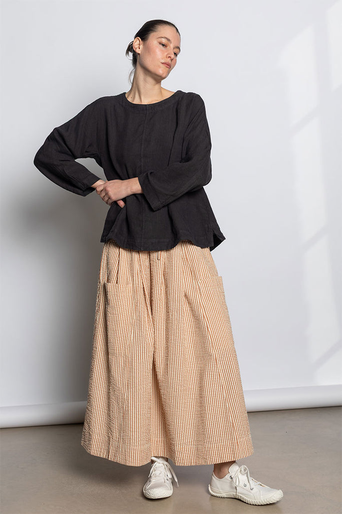 Garment Dyed Linen Top - Black Pepper