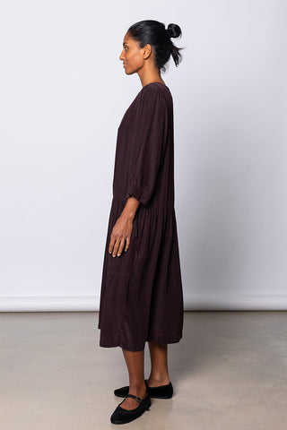 Garment Dyed Silk Drop Waist Dress - Pecan