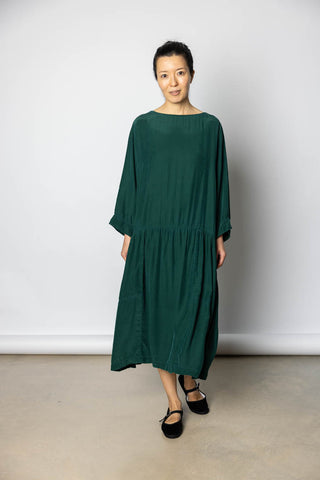 Garment Dyed Silk Drop Waist Dress - Jungle