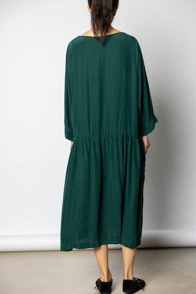 Garment Dyed Silk Drop Waist Dress - Jungle