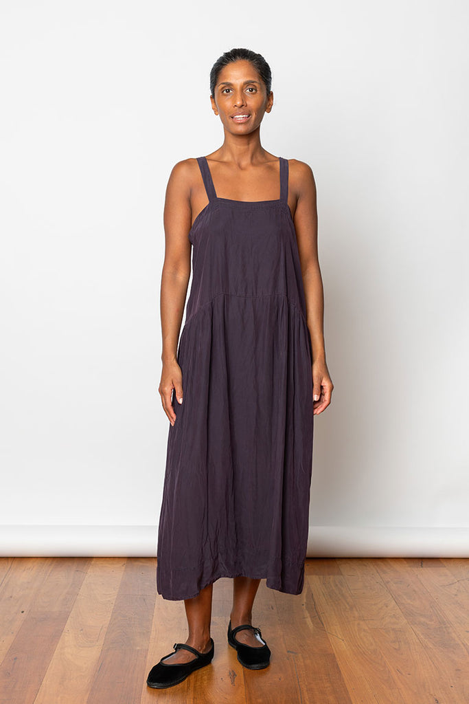 Garment Dyed Silk French Slip Dress - Deep Purple