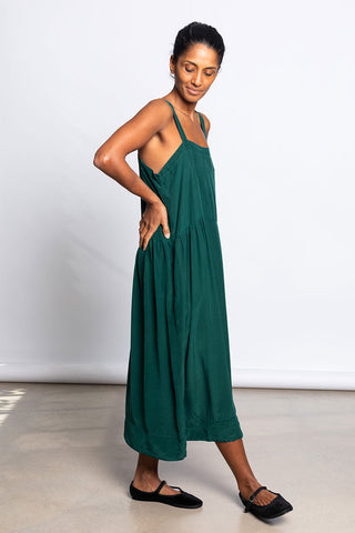 Garment Dyed Silk French Slip Dress - Jungle
