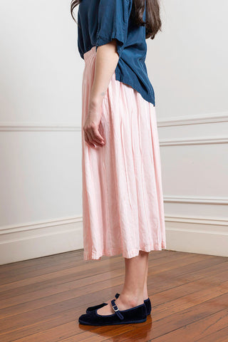 Garment Dyed Silk Pleated Skirt - Pale Pink