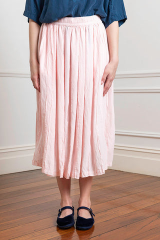 Garment Dyed Silk Pleated Skirt - Pale Pink