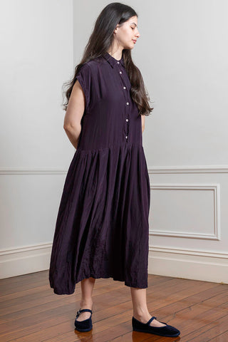 Garment Dyed Silk Shirt Dress - Deep Purple